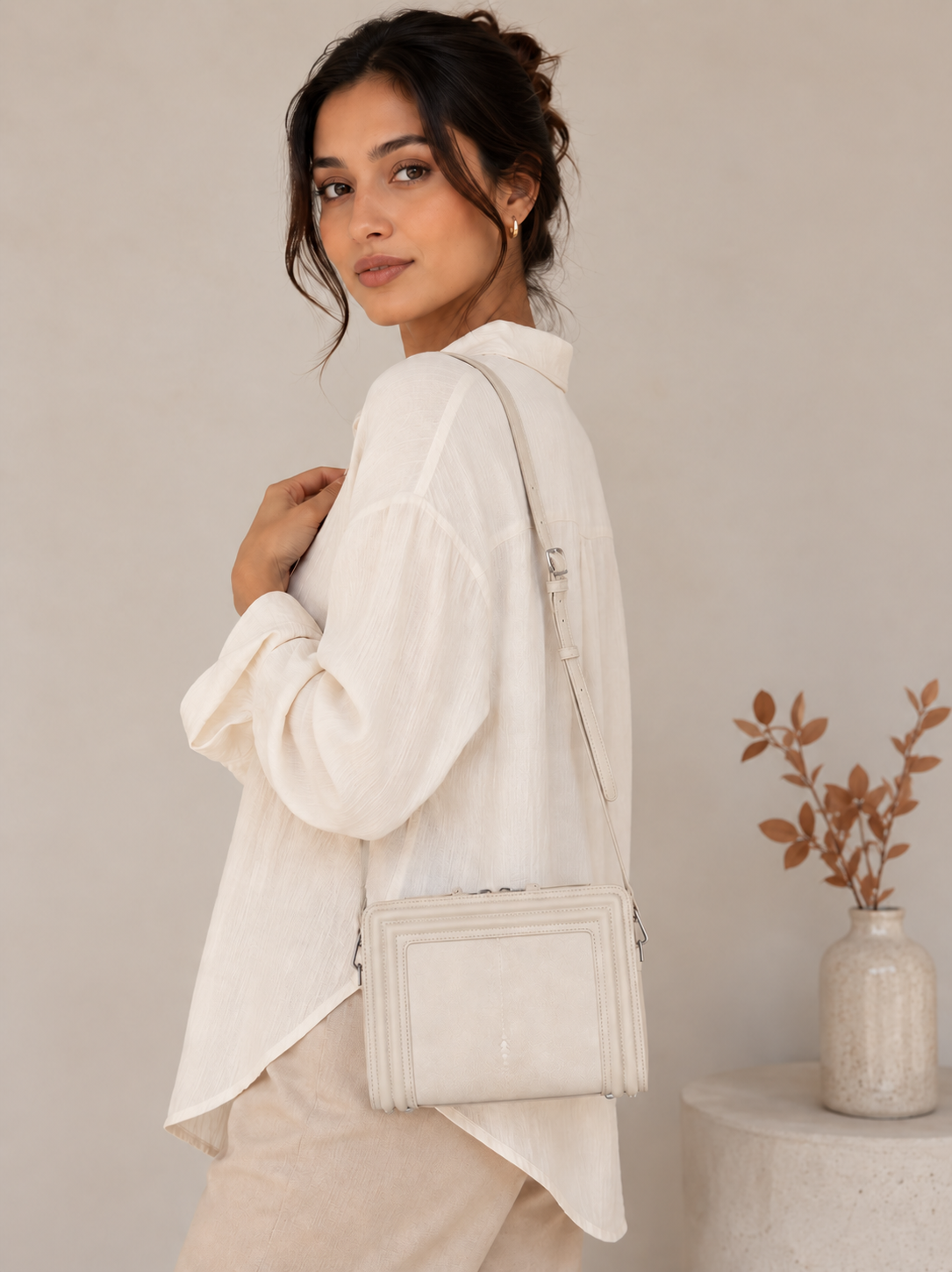 Luxury leather totes minimalist with Shagreen accents