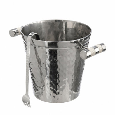 Hand Forged SS Ice Bucket Shagreen Inlay