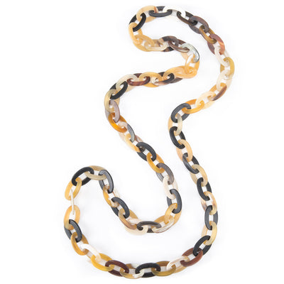 CTN118 Natural Horn Long Link Necklace