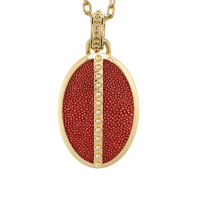 Ava Yellow Gold Pendant  Shagreen