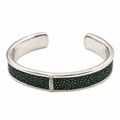 BREE Silver Shagreen Inlay Cuff