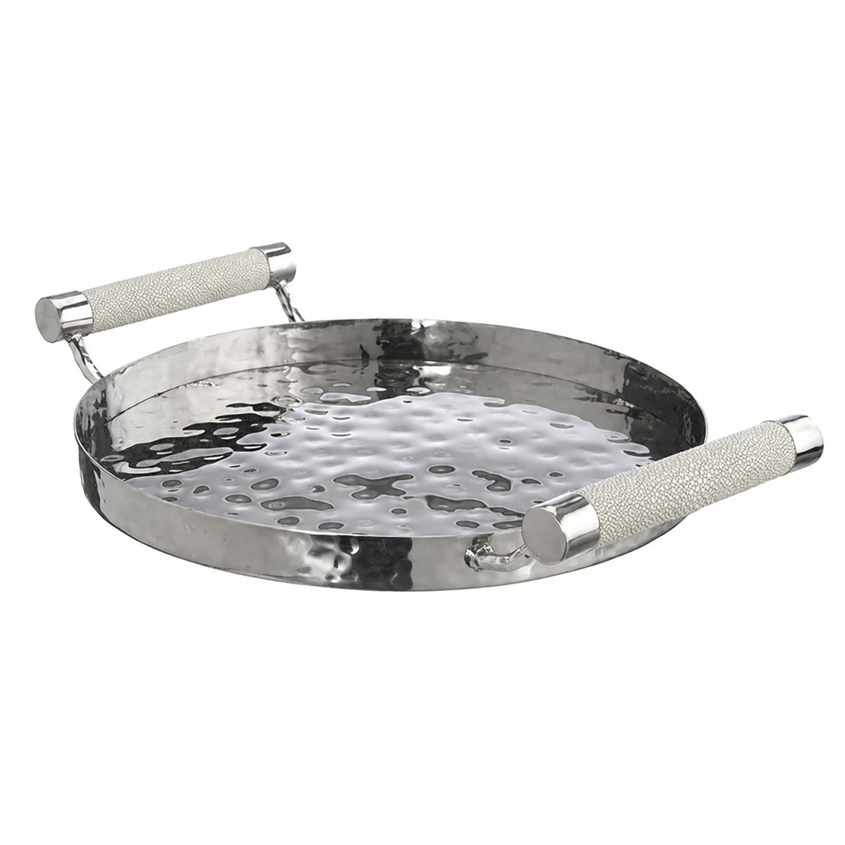 12  Hand-Forged SS Round Tray Shagreen
