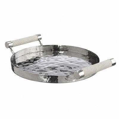 12  Hand-Forged SS Round Tray Shagreen