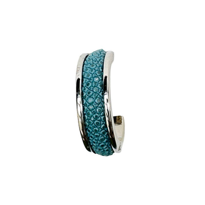 LUNA Wht Gold Earring Shagreen Inlay