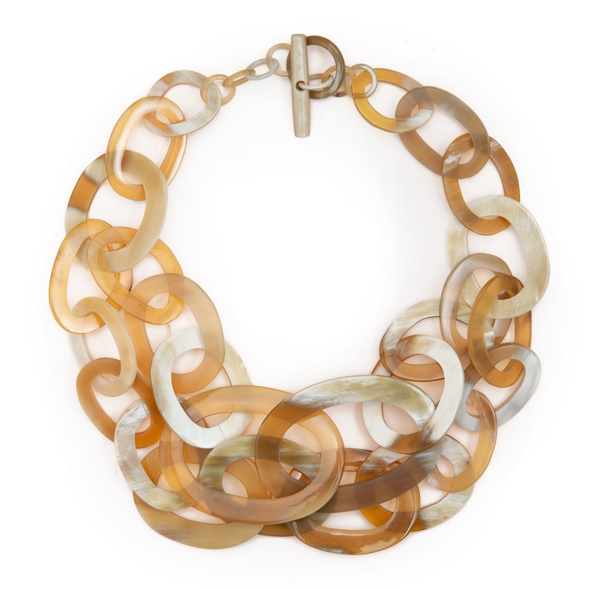 CTN129 Natural Horn Double Link Necklace