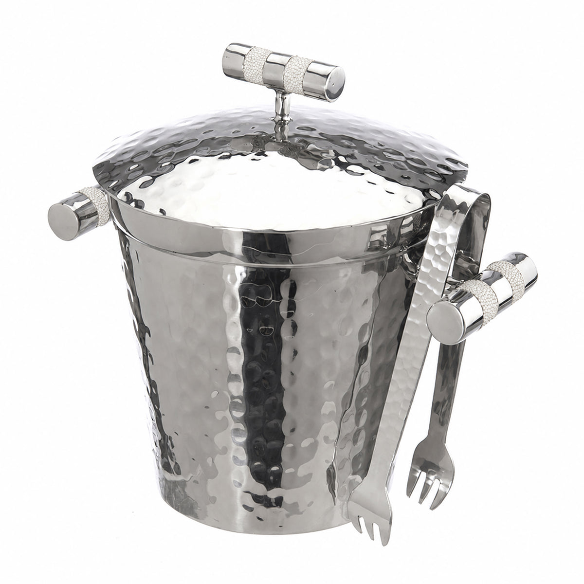 Forged SS Ice Bucket Top Shagreen Inlay