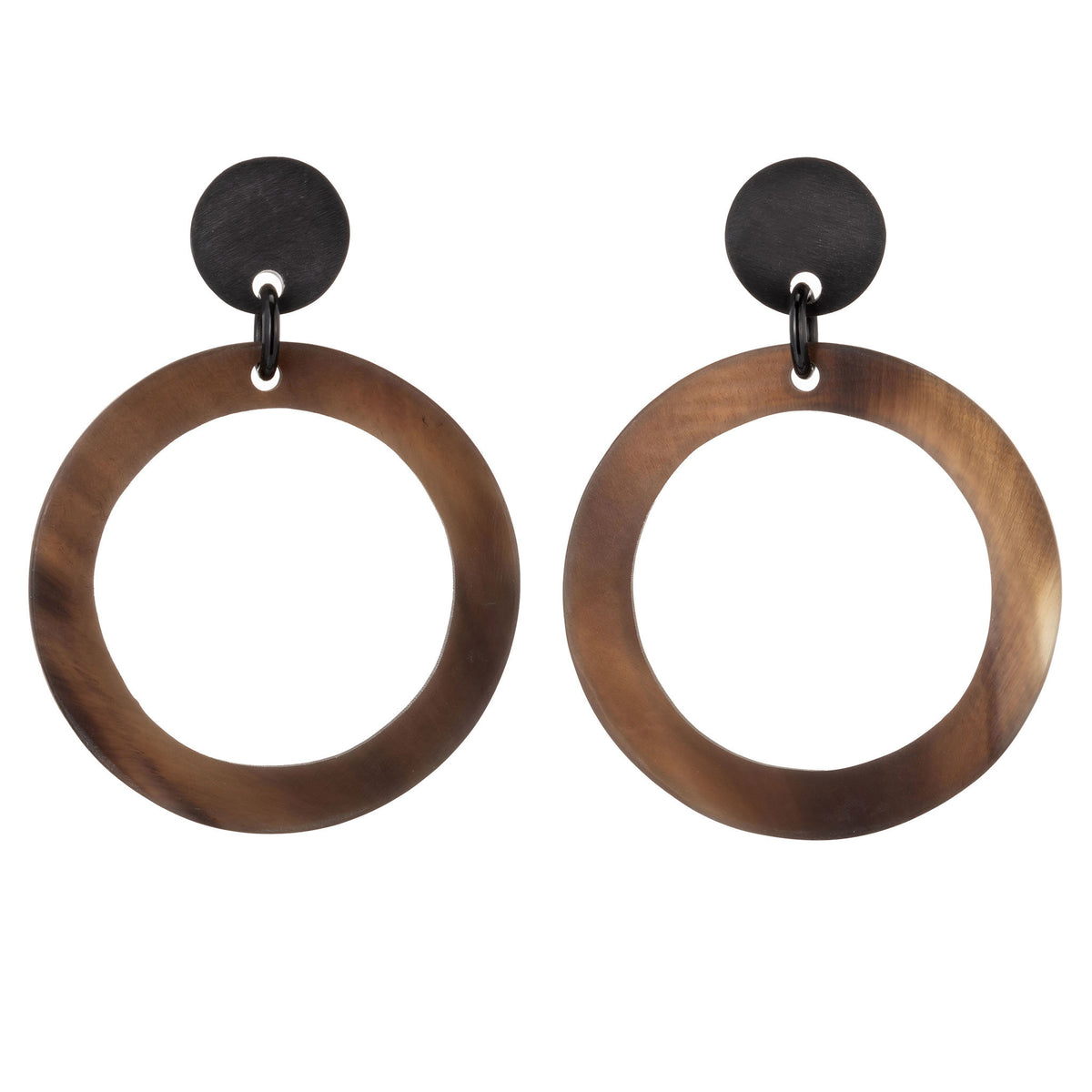 Horn CTE86 Matt Finish Honey Horn Drop Earring On Post
