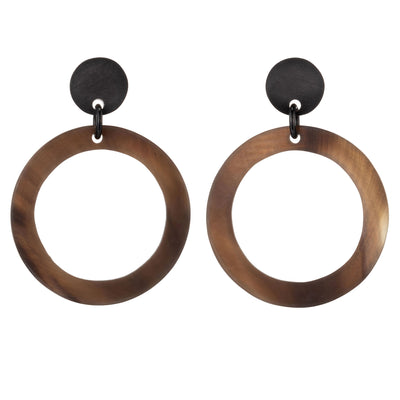 Horn CTE86 Matt Finish Honey Horn Drop Earring On Post