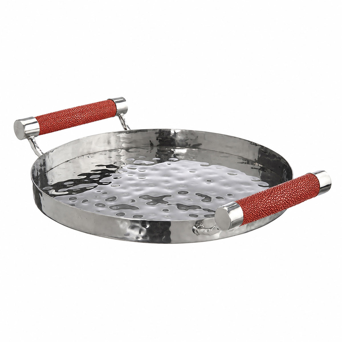 12  Hand-Forged SS Round Tray Shagreen