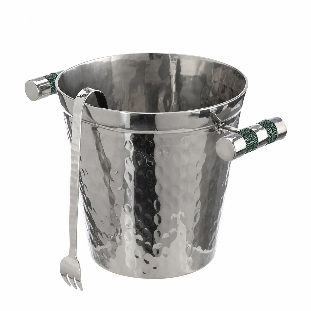 Hand Forged SS Ice Bucket Shagreen Inlay