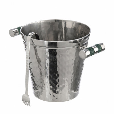 Hand Forged SS Ice Bucket Shagreen Inlay