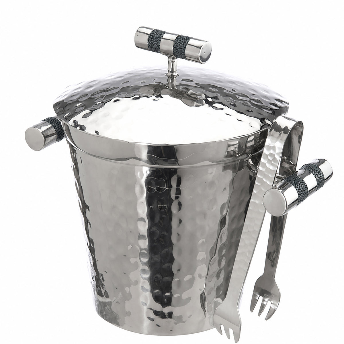 Forged SS Ice Bucket Top Shagreen Inlay