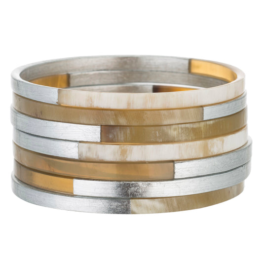 CTB116 Natural Horn Bangle Set With Lacquer