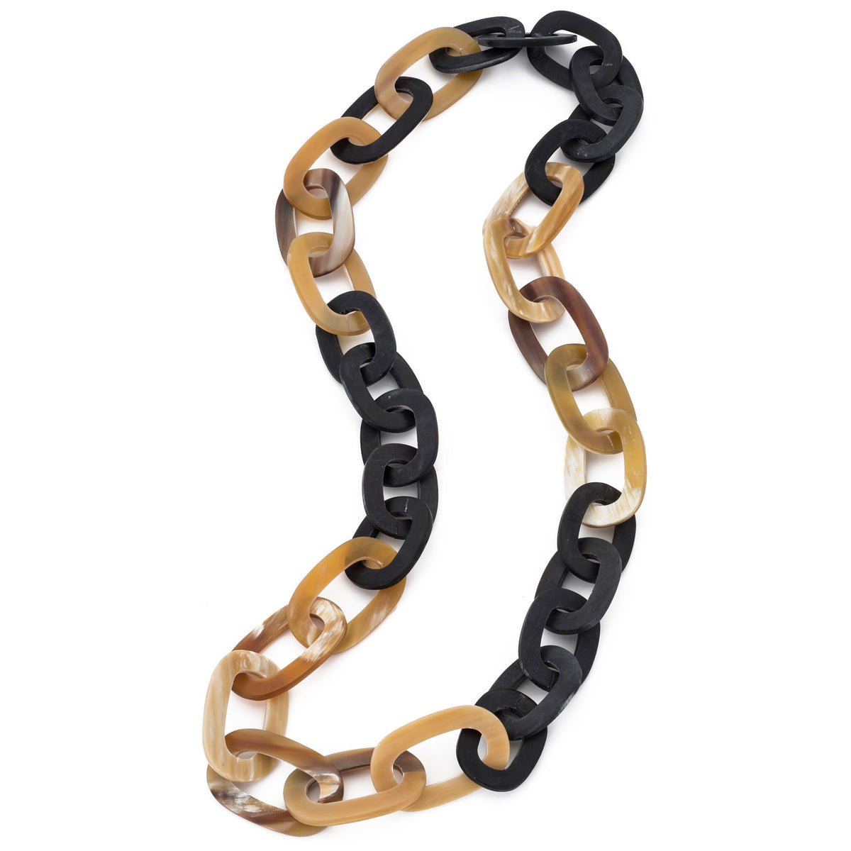 CTN097 Matt Black And Natural Link Necklace