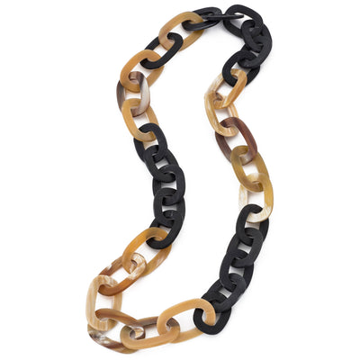 CTN097 Matt Black And Natural Link Necklace