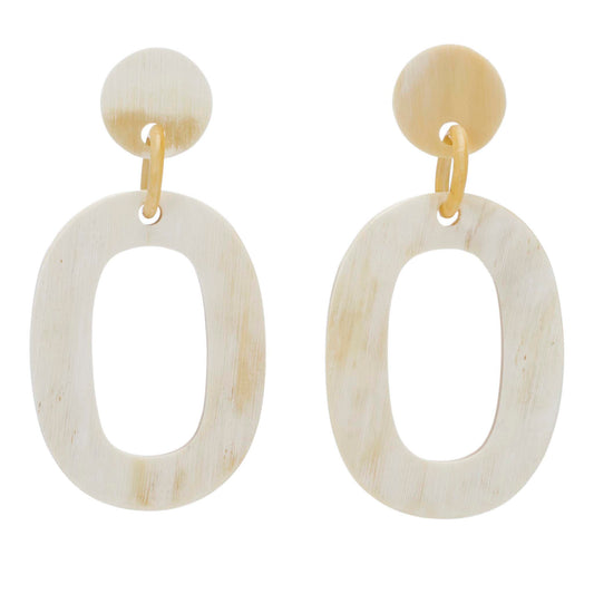 CTE33 Light Natural Horn Oval Drop On Post