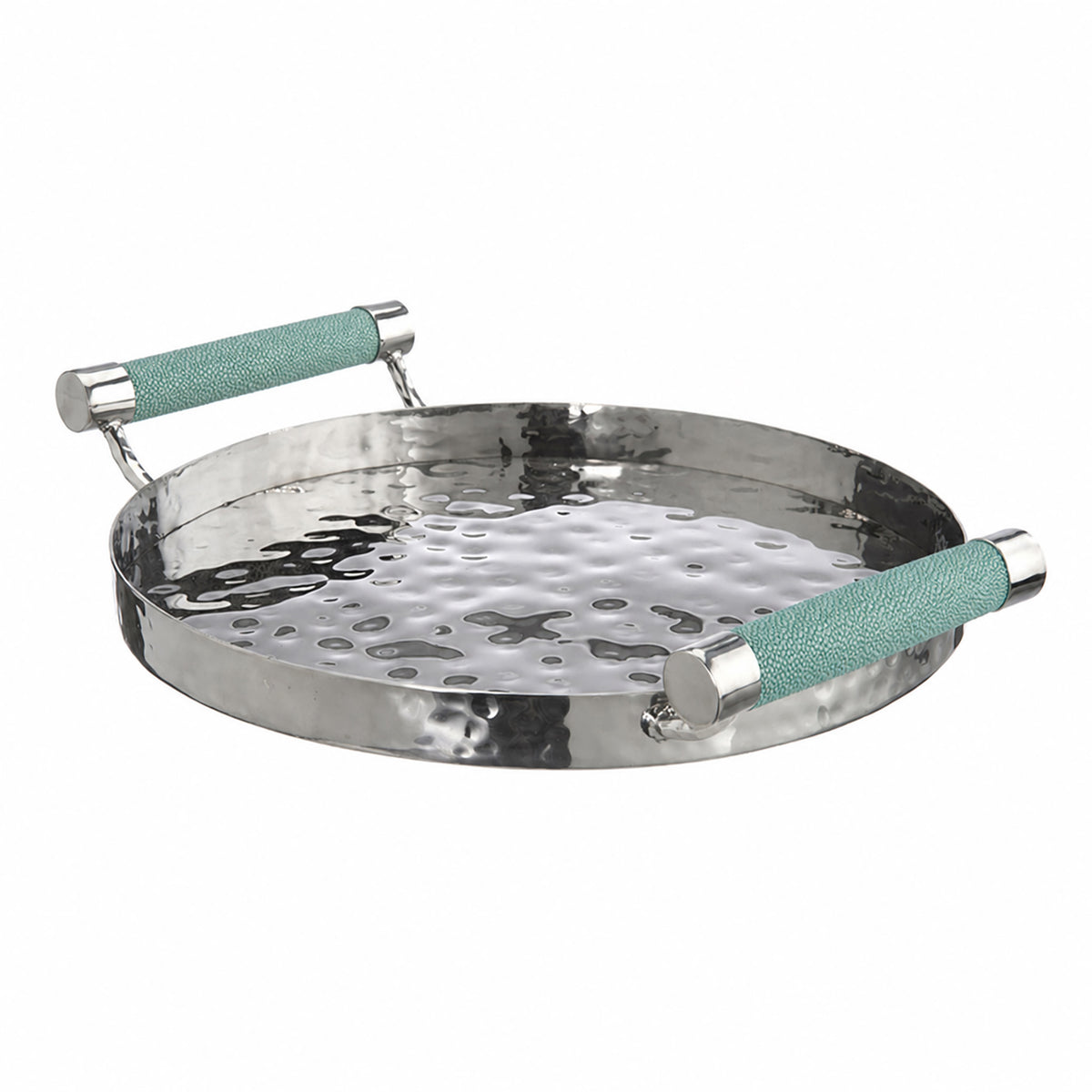 12  Hand-Forged SS Round Tray Shagreen