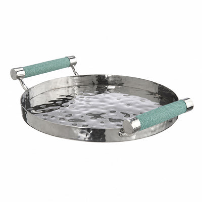 12  Hand-Forged SS Round Tray Shagreen