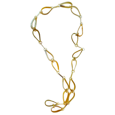Open Tear Drop Horn Link Necklace