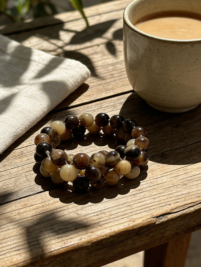 OSB7  Genuine Horn Bead Bracelet
