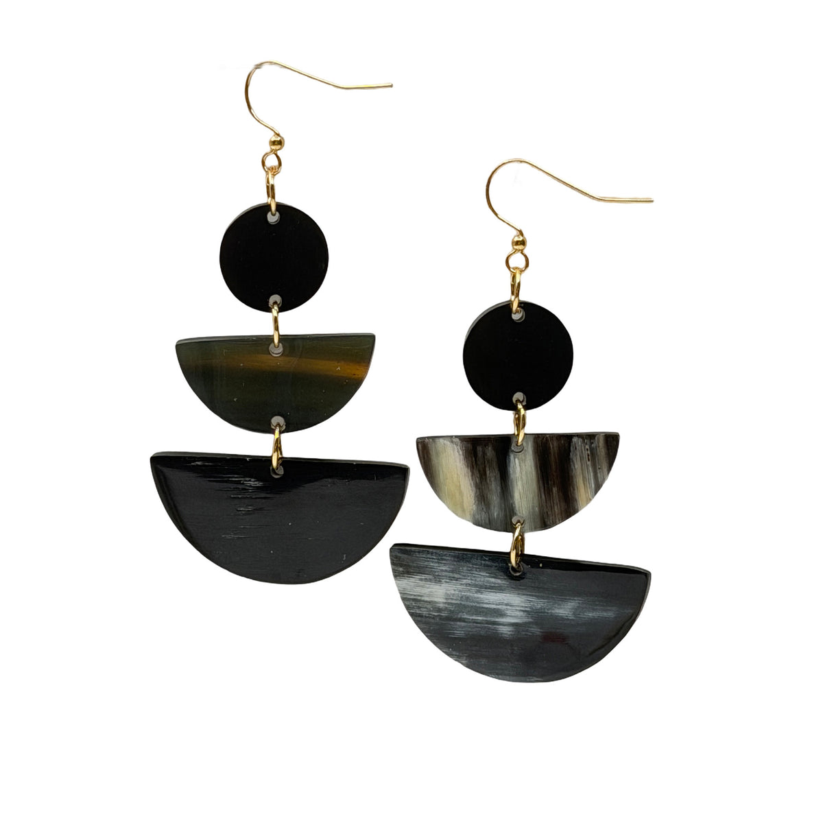 OSE19D Dark Horn Graduated Drop Earring on Wire