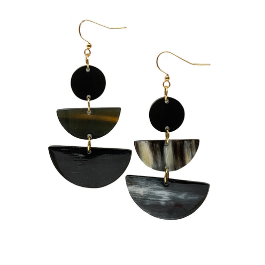 OSE19D Dark Horn Graduated Drop Earring on Wire