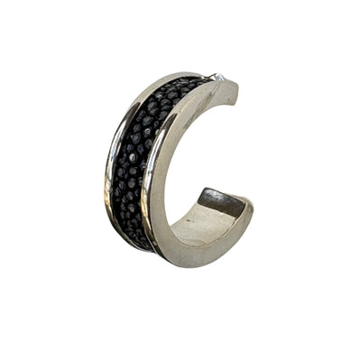 LUNA Wht Gold Earring Shagreen Inlay