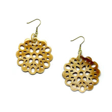 CTE131 Genuine Horn Carved Disk Earring on Wire
