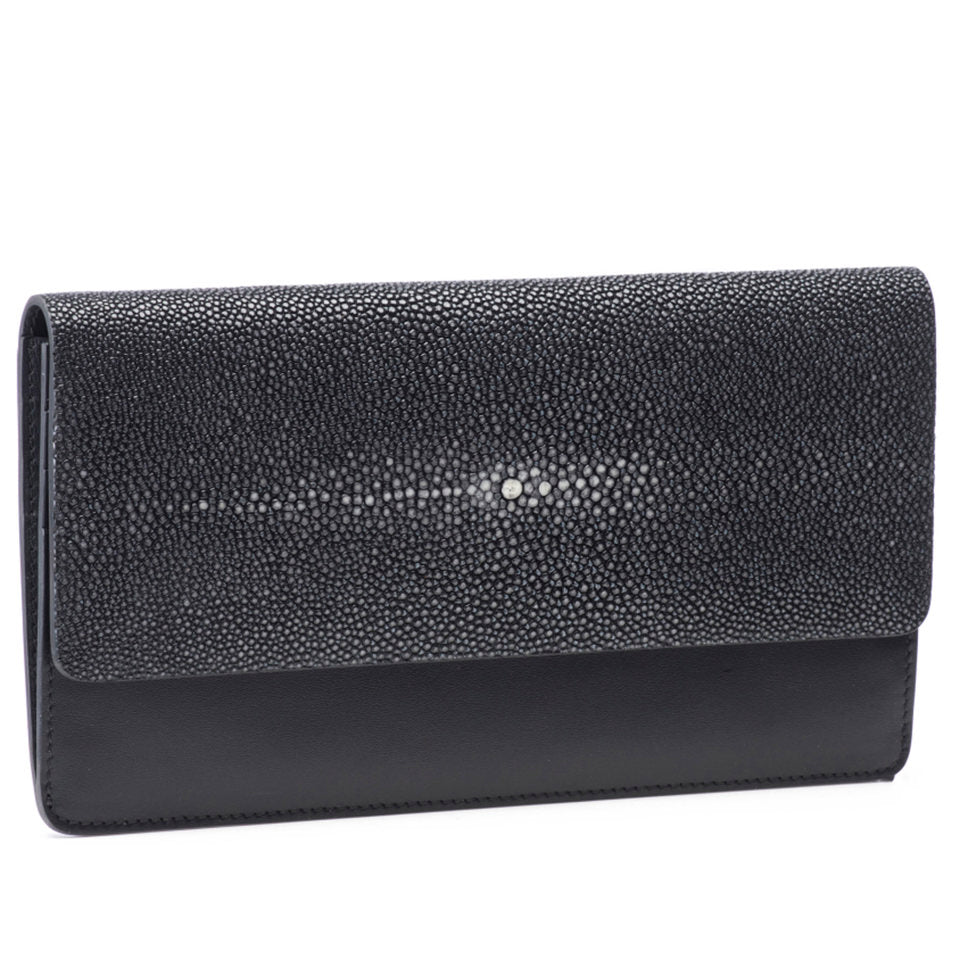 Maya Shagreen Fold Front Wallet Zip Back