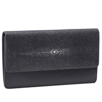 Maya Shagreen Fold Front Wallet Zip Back