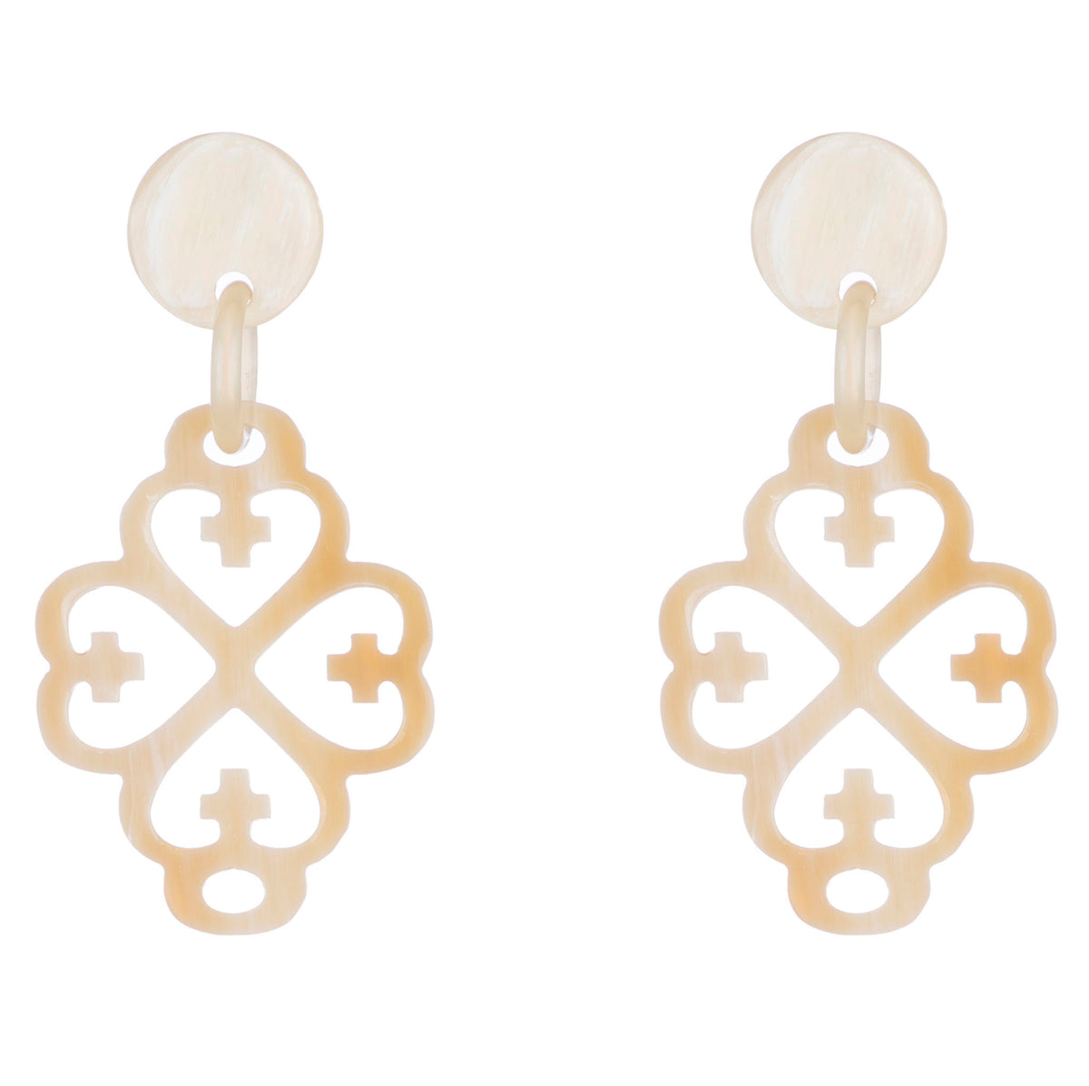CTE50 Natural Geometric Carved Horn Earrings On Post