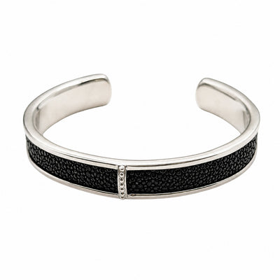 BREE Silver Shagreen Inlay Cuff
