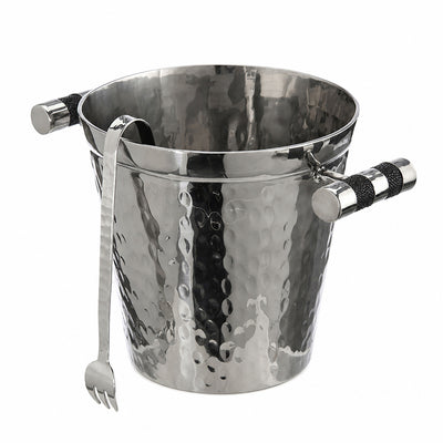 Hand Forged SS Ice Bucket Shagreen Inlay