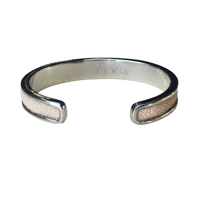 SLIM White Gold Cuff With Shagreen Inlay