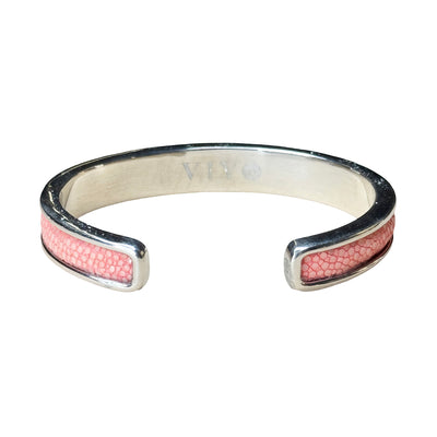 SLIM White Gold Cuff With Shagreen Inlay