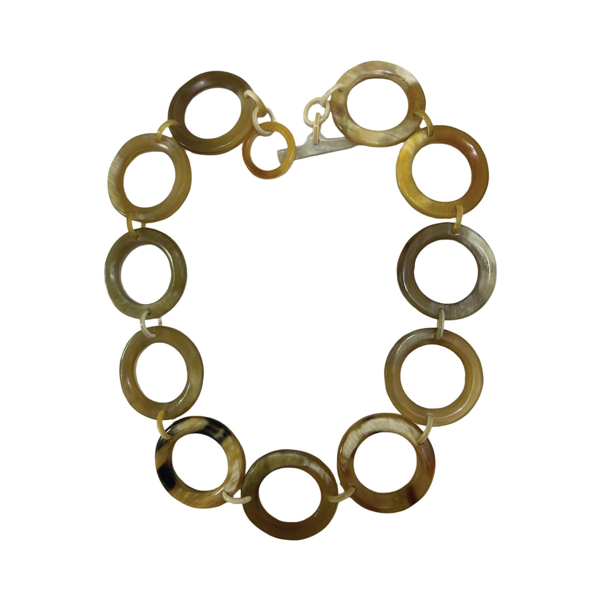 CTN148 Genuine Horn Necklace Circle Links Toggle