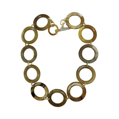 CTN148 Genuine Horn Necklace Circle Links Toggle