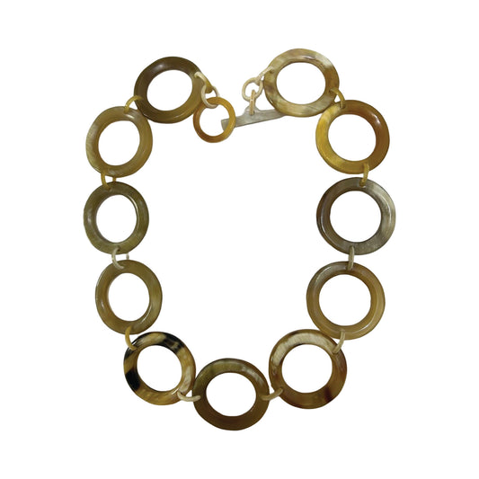 CTN148 Genuine Horn Necklace Circle Links Toggle