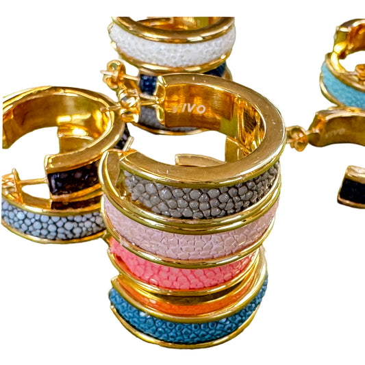 LUNA Gold Plated Earring Shagreen Inlay