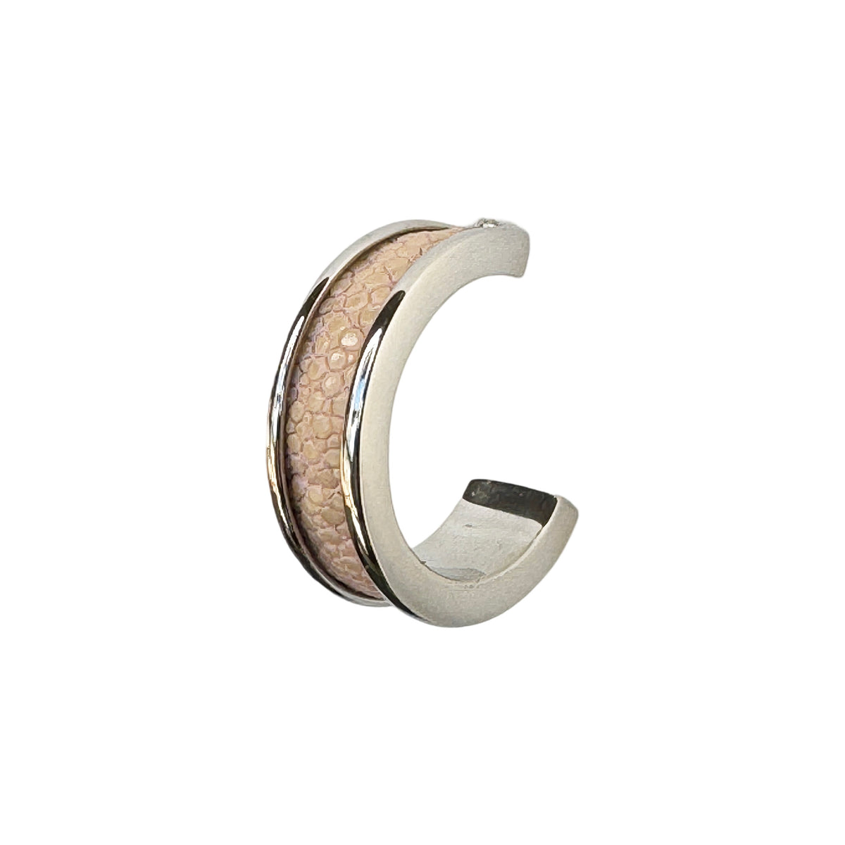 LUNA Wht Gold Earring Shagreen Inlay