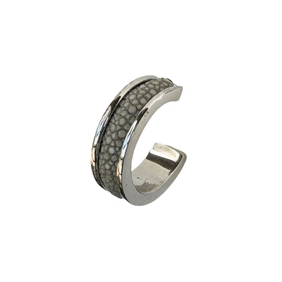 LUNA Wht Gold Earring Shagreen Inlay