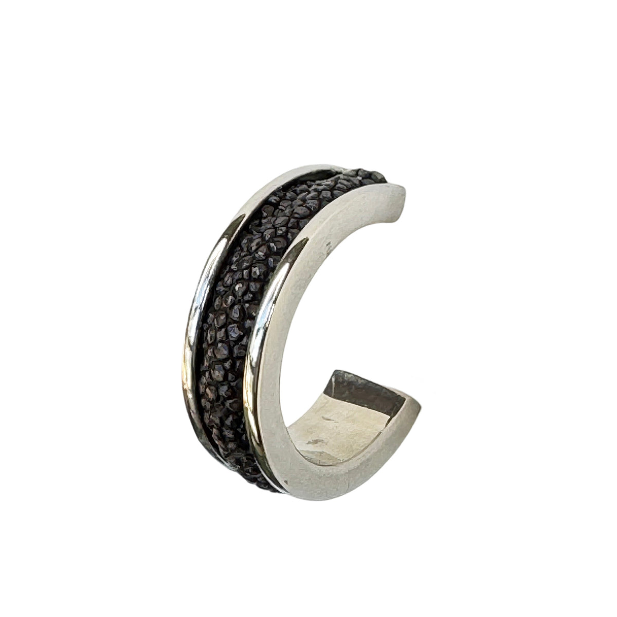LUNA Wht Gold Earring Shagreen Inlay