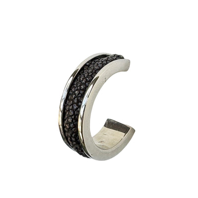 LUNA Wht Gold Earring Shagreen Inlay