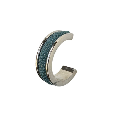 LUNA Wht Gold Earring Shagreen Inlay