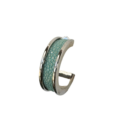 LUNA Wht Gold Earring Shagreen Inlay