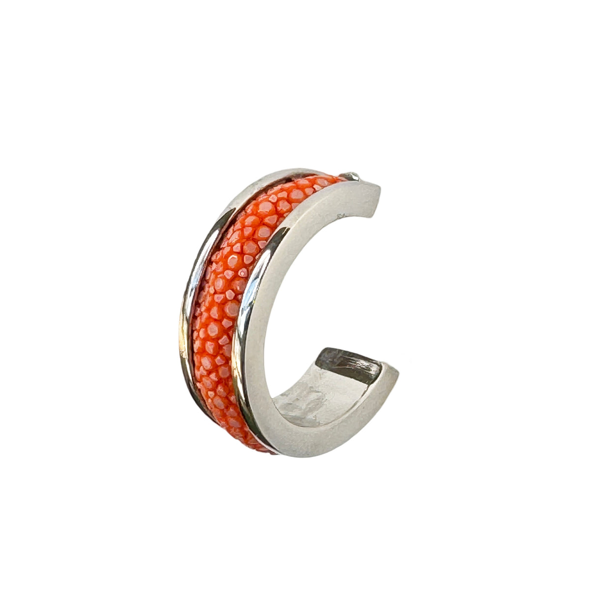 LUNA Wht Gold Earring Shagreen Inlay