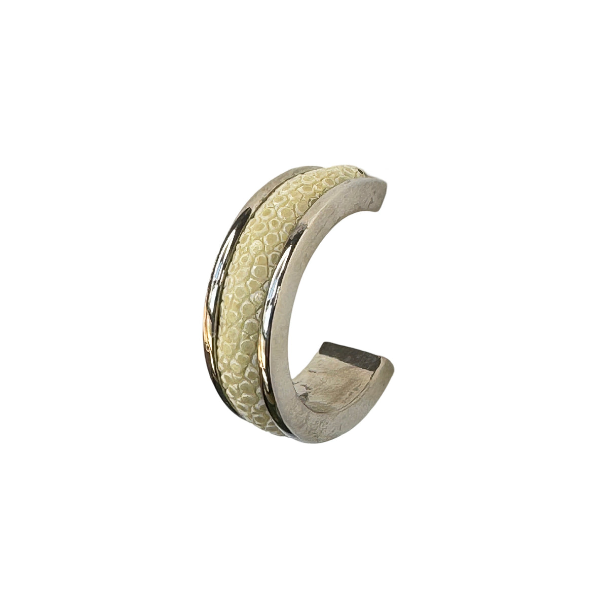 LUNA Wht Gold Earring Shagreen Inlay