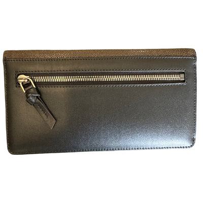 Maya Shagreen Fold Front Wallet Zip Back