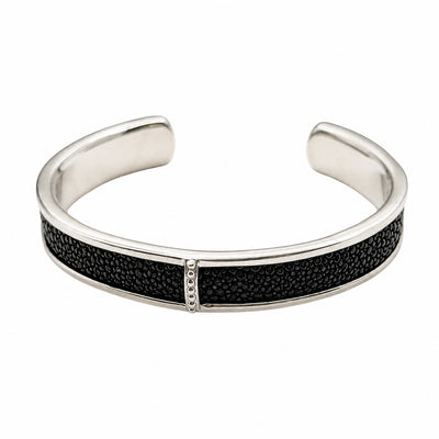 BREE Silver Shagreen Inlay Cuff