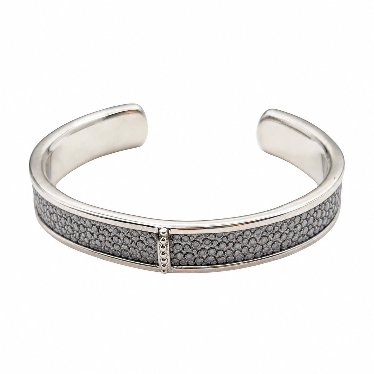 BREE Silver Shagreen Inlay Cuff